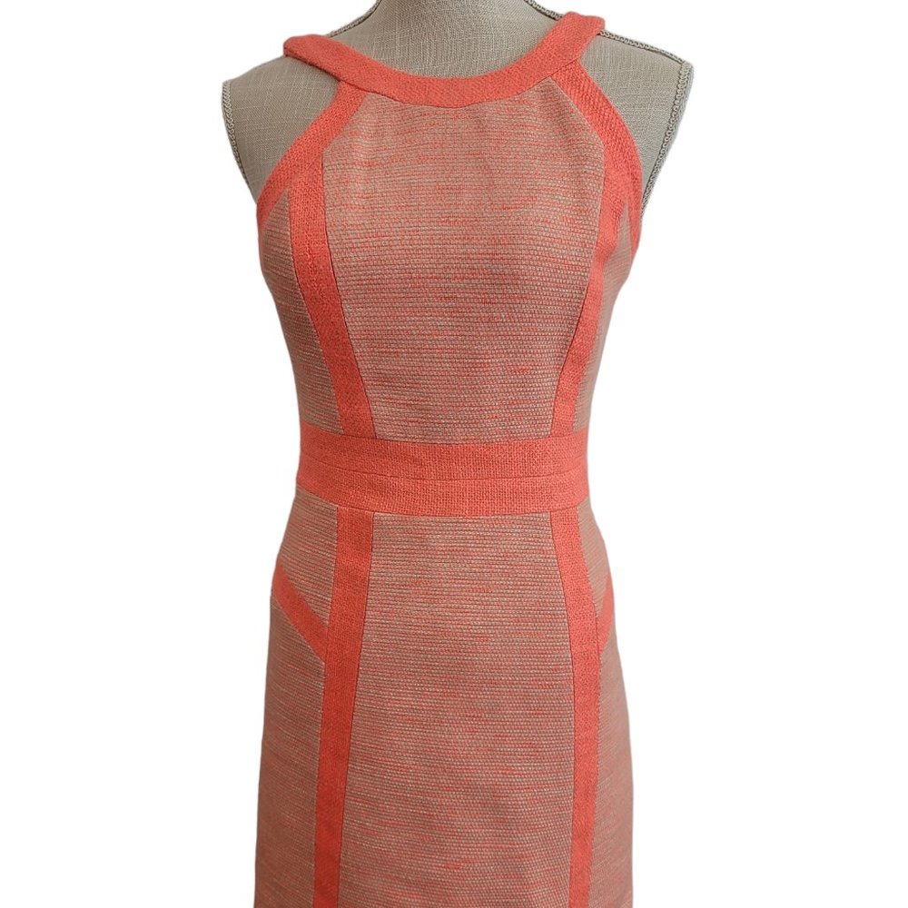 Milly Coral Orange Tweed Woven Lined Mini Dress Size 0 - Picture 6 of 14